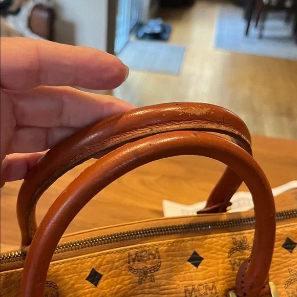 MCM Cognac Monogram Satchel - Picture 9 of 15